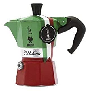 Cafetera La Mokina de Bialetti 1/2 tazas, Bandera Italiana – 0396