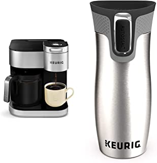 Keurig K-Duo Special Edition Coffee Maker, Single Serve and 12-Cup Drip Coffee Brewer, Silver & Contigo Autoseal Coffee Travel Mug, West Loop Vacuum Insulated with Easy-Clean Lid, 14 Oz, Silver