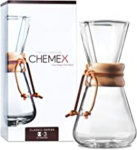 Chemex Cafetera de vidrio, Classic, Transparente, 3 Tazas, 1
