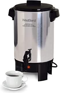 Urna de café comercial West Bend de aluminio altamente pulido, con control automático de temperatura, gran capacidad, fácil preparación y limpieza, Urna para café, Plateado, 30-cup, 1, 1