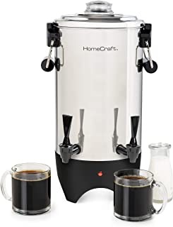 HomeCraft CUDS45SS - Urna de acero inoxidable de 1000 vatios automática de 45 tazas de doble grifo, café, espresso, agua, té, chocolate caliente